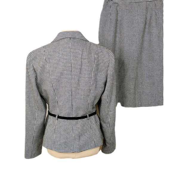 Vintage Houndstooth Skirt Suit KTF by Kristinn Steinarr Size 8 - Picture 4 of 16